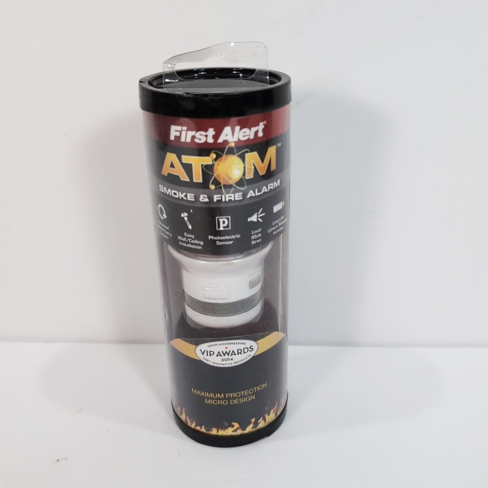 New Sealed First Alert ATOM P1000 Photoelectric Smoke & Fire Alarm Micro Design